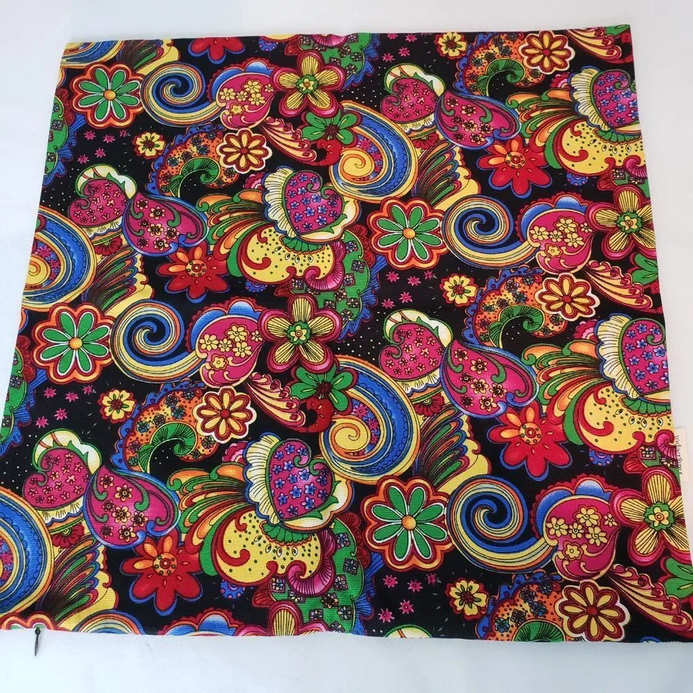 Neon Boho Pop Square Throw Pillow Cover Bright Colorful Couch Accent